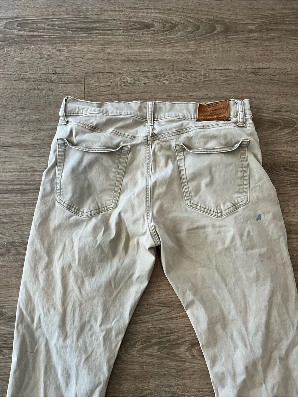 Lucky Brand 121 Slim Khaki Jeans Mens 33x30 Tan Stretch Denim Pants Distressed